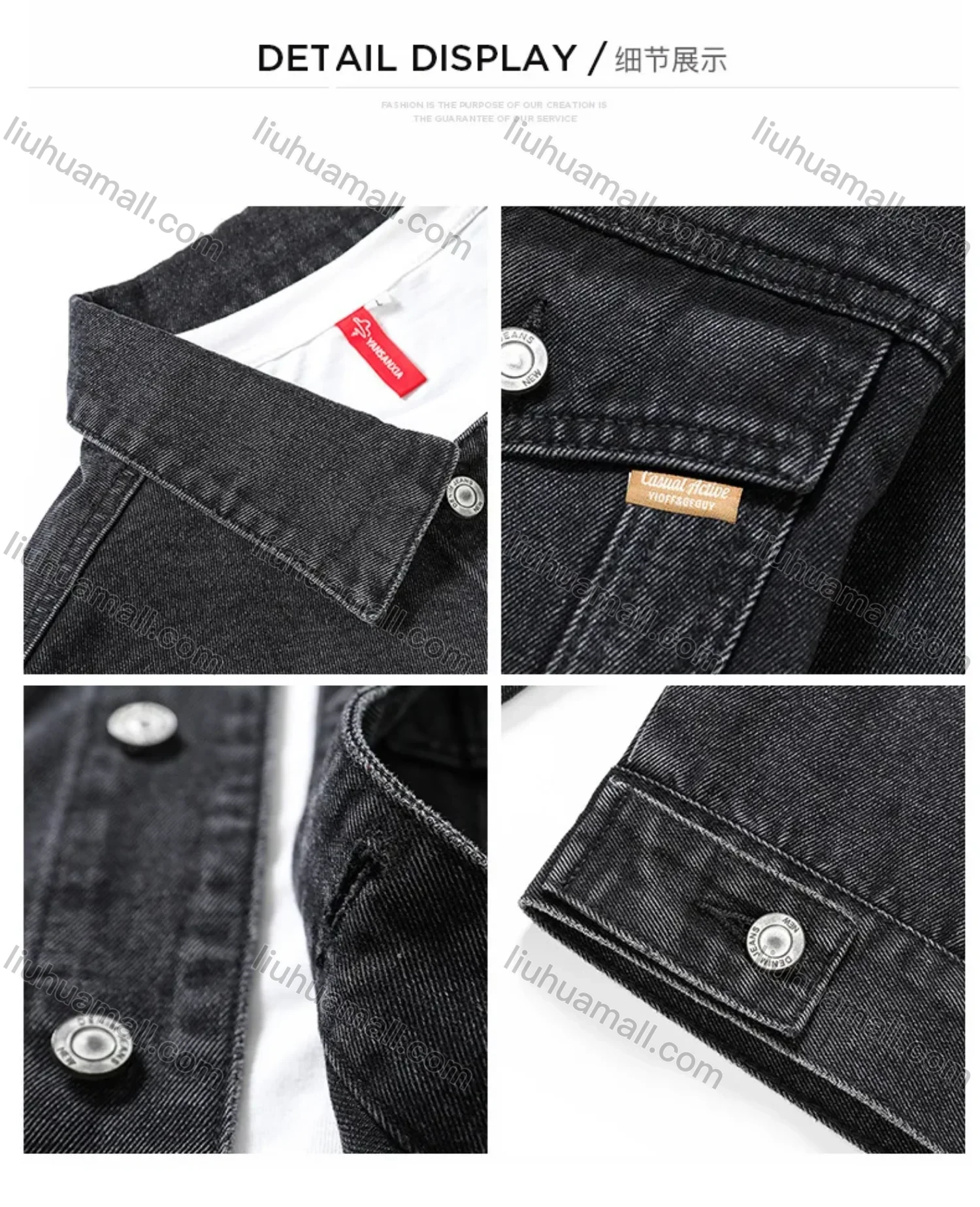 Wholesale Men's Plus Size Button Open Front Basics Denim Jacket With Flap Pockets 8301 - Liuhuamall