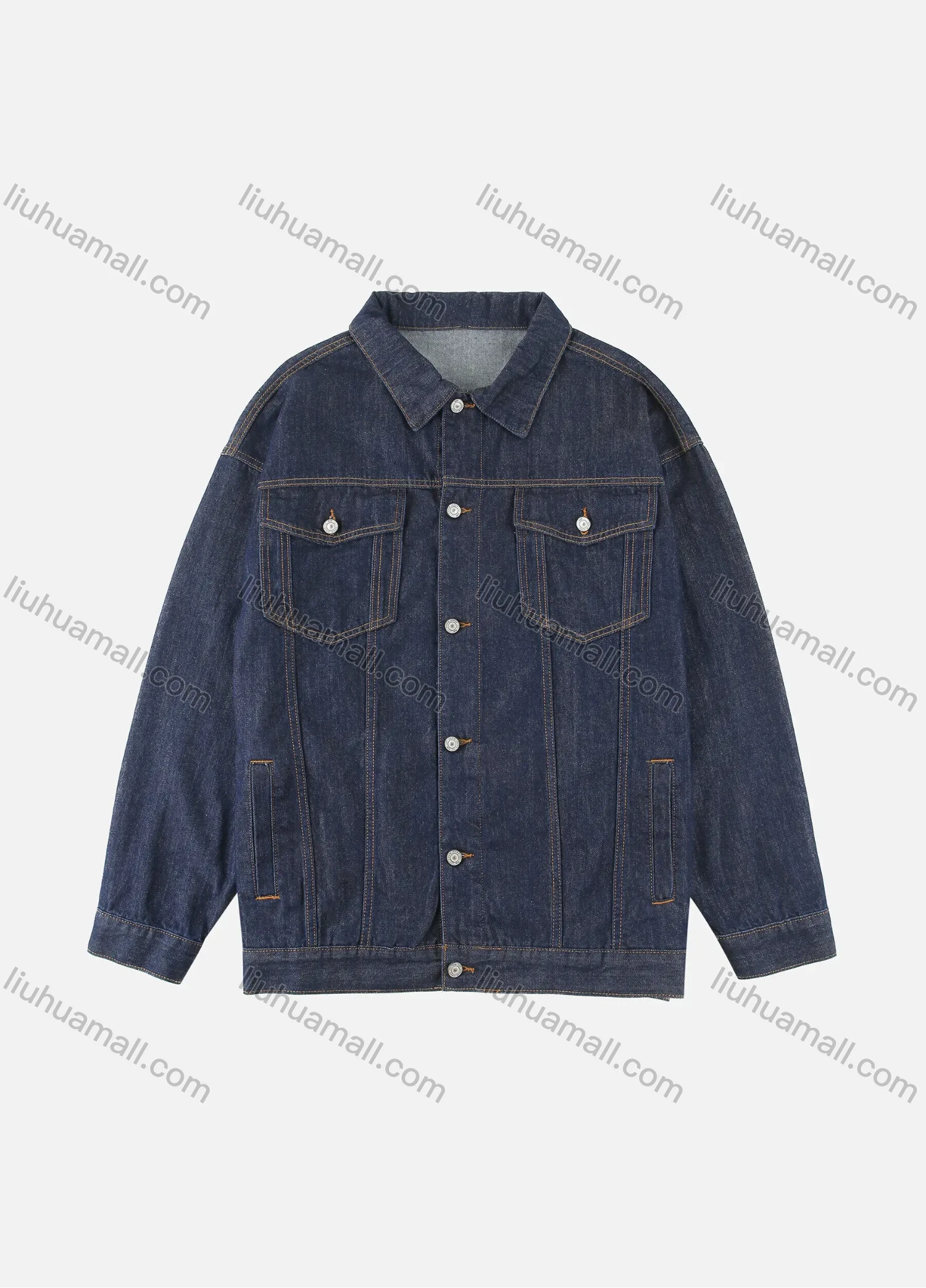 Wholesale Men's Plus Size Button Open Front Basics Denim Jacket With Flap Pockets 8301 - Liuhuamall