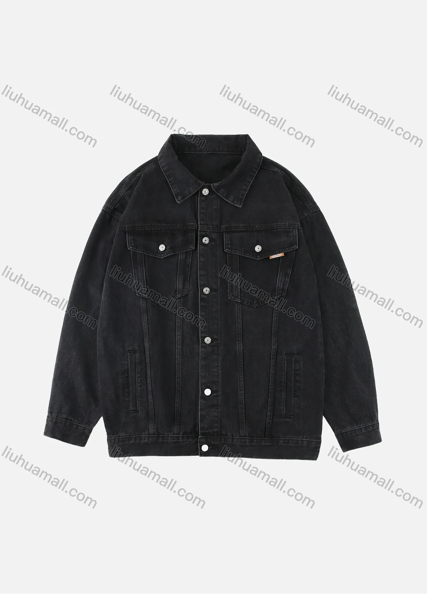 Wholesale Men's Plus Size Button Open Front Basics Denim Jacket With Flap Pockets 8301 - Liuhuamall
