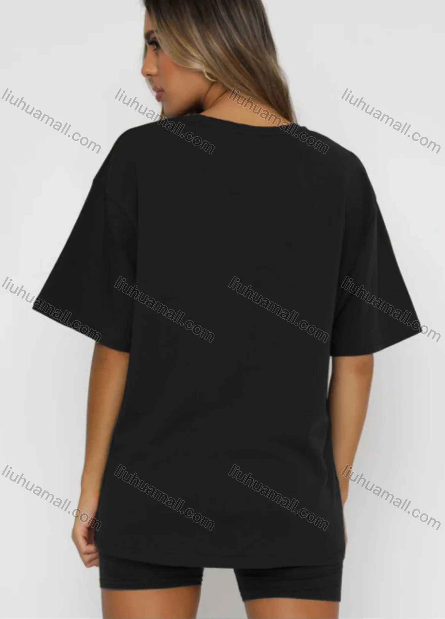 Wholesale Women's Casual Plain Round Neck Short Sleeve Tee - Liuhuamall