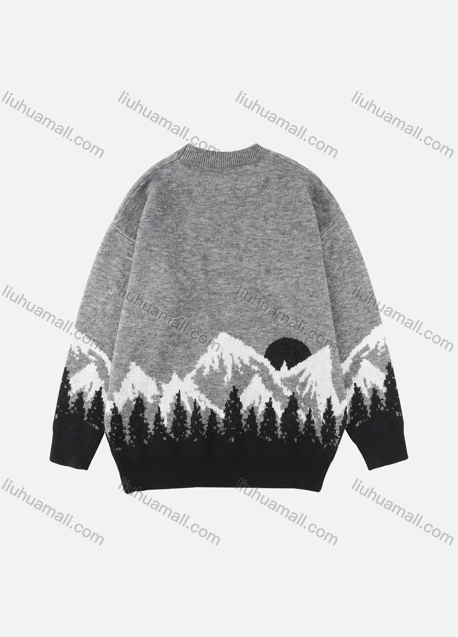Wholesale Men's Landscape Pattern Round Neck Long Sleeve Thermal Sweater - Liuhuamall