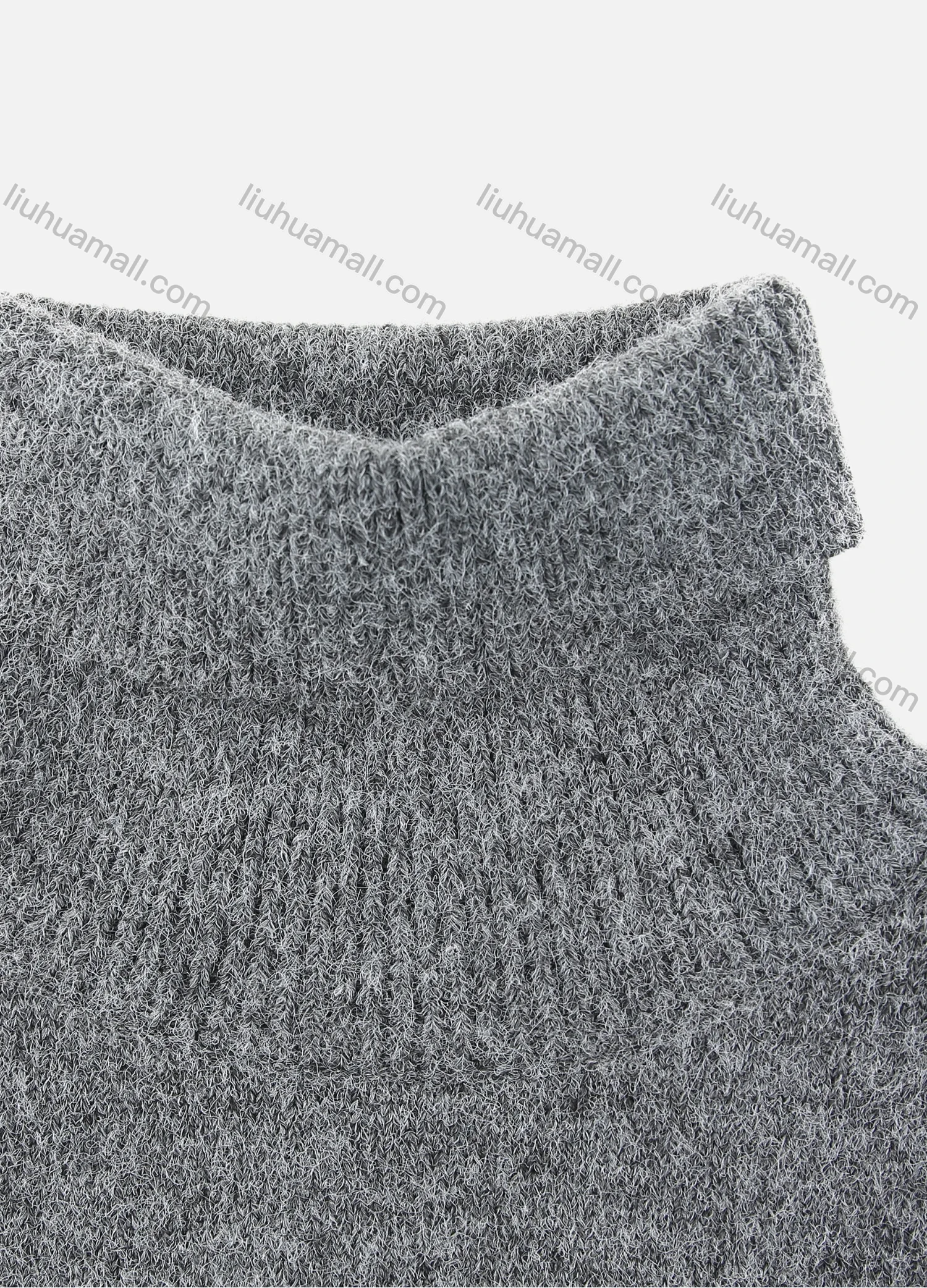 Wholesale Men's Casual Plain High Neck Drop Shoulder Long Sleeve Turtleneck Knit Sweater - Liuhuamall