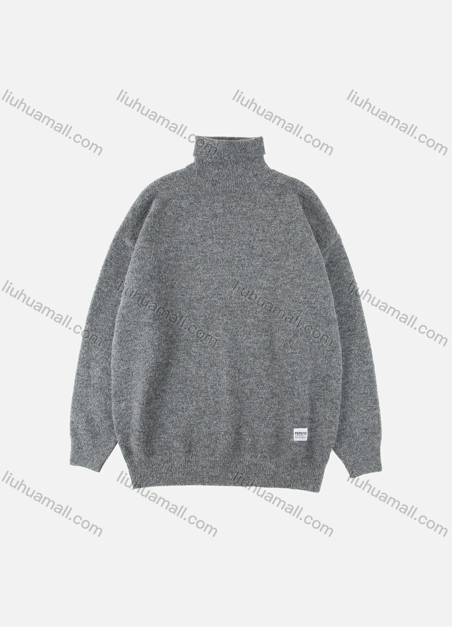 Wholesale Men's Casual Plain High Neck Drop Shoulder Long Sleeve Turtleneck Knit Sweater - Liuhuamall