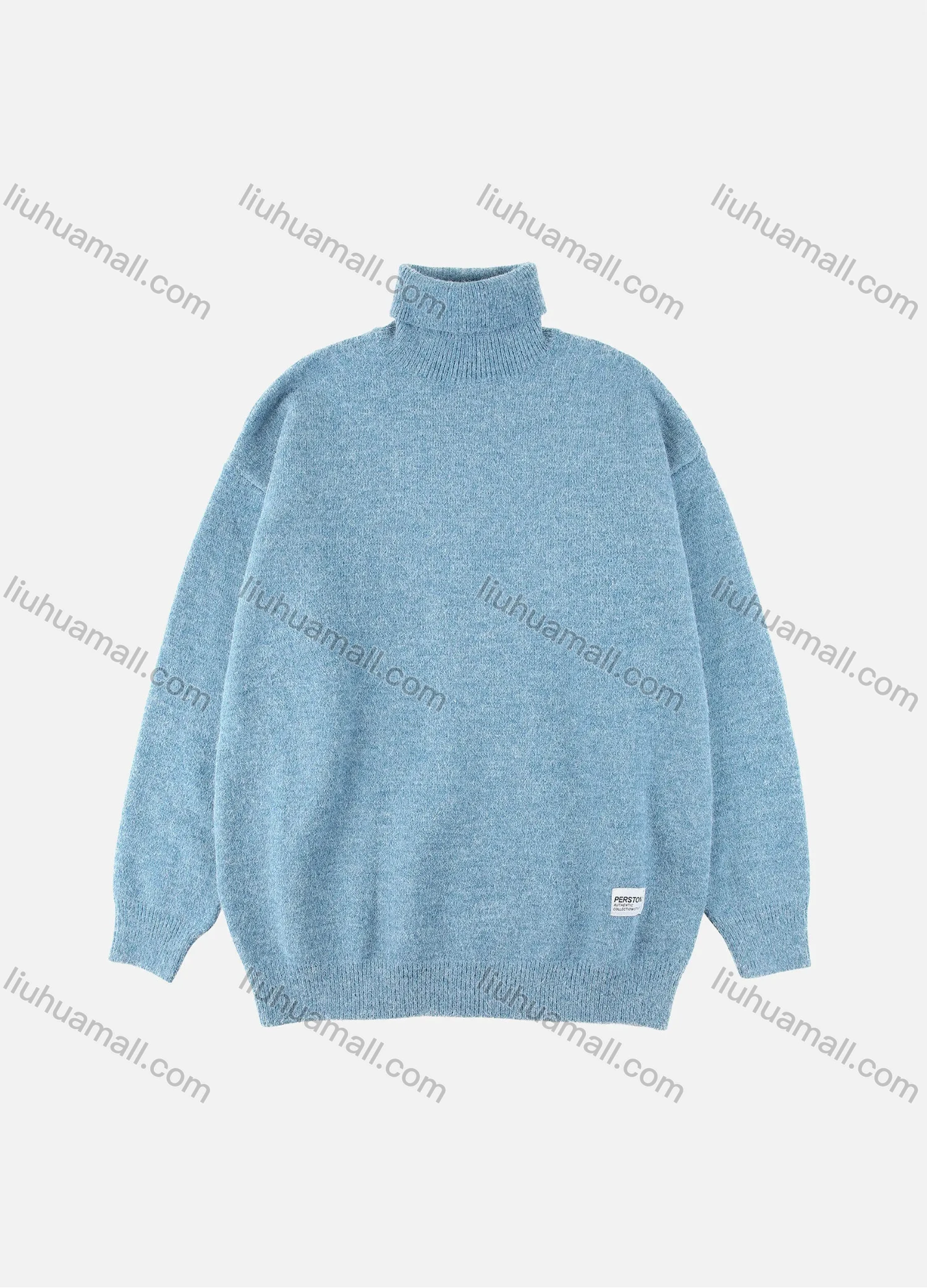 Wholesale Men's Casual Plain High Neck Drop Shoulder Long Sleeve Turtleneck Knit Sweater - Liuhuamall