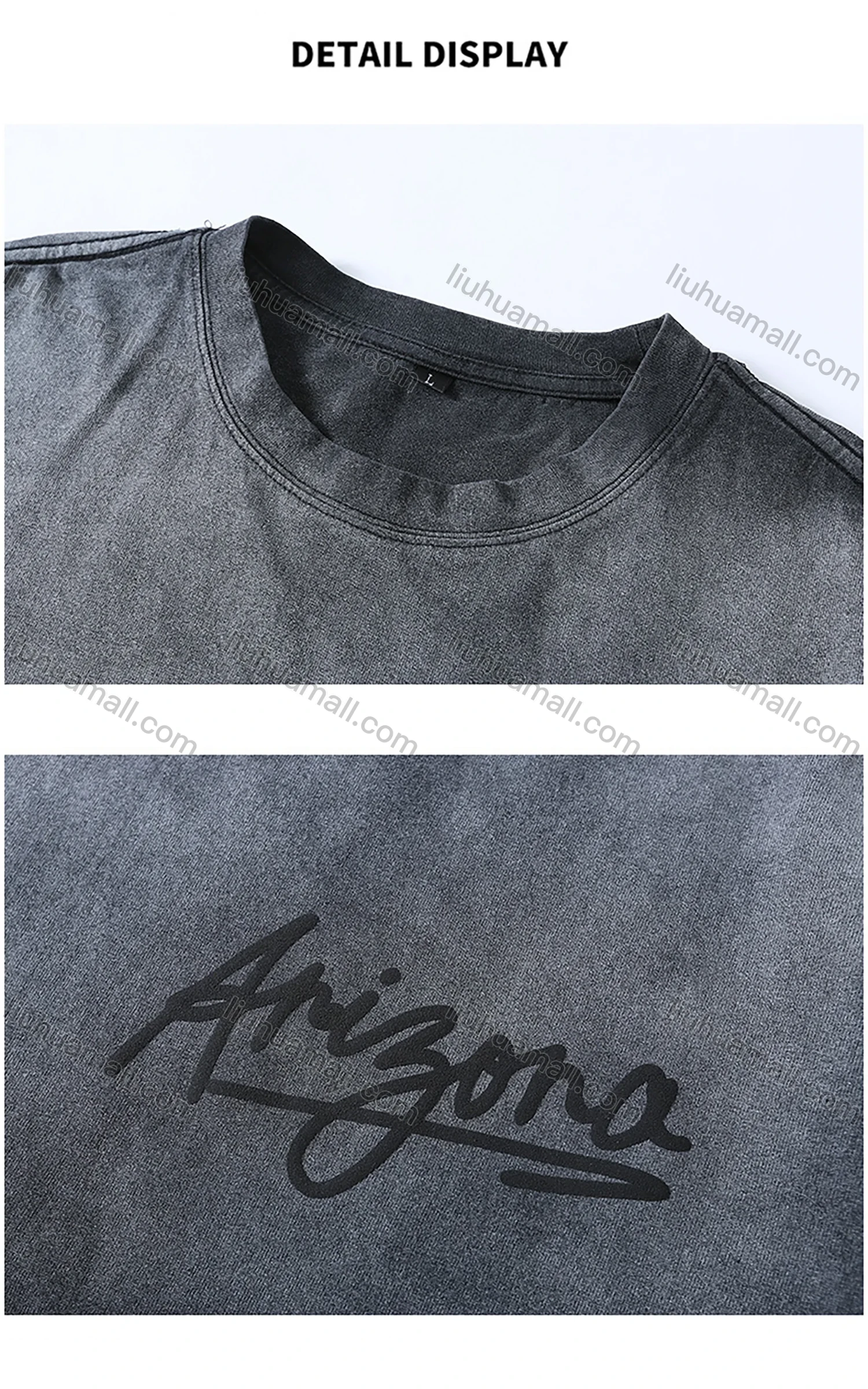 Wholesale Men's Fashion 100%Cotton Letter Gradient Round Neck Short Sleeve Washed T-shirts - Liuhuamall