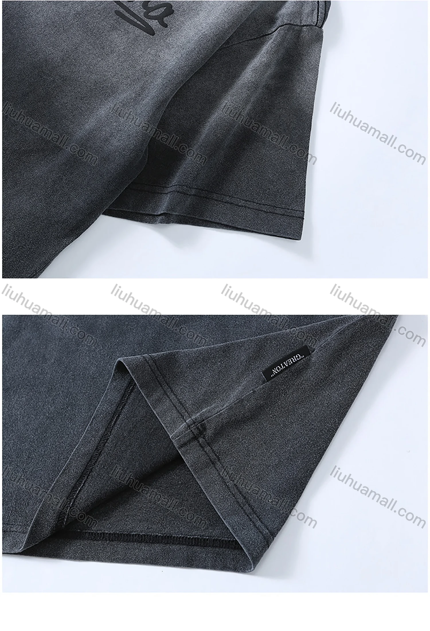 Wholesale Men's Fashion 100%Cotton Letter Gradient Round Neck Short Sleeve Washed T-shirts - Liuhuamall