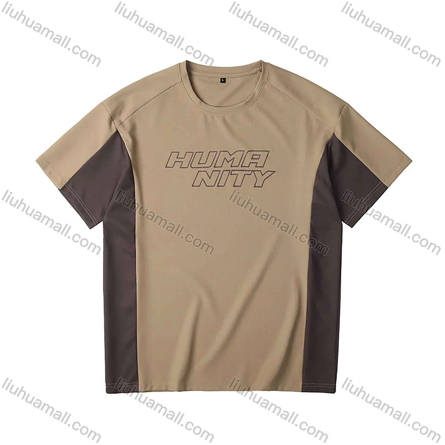 Wholesale Men's Fashion 100%Cotton Letter Colorblock Splicing Round Neck Short Sleeve Quick Dry T-shirts - Liuhuamall