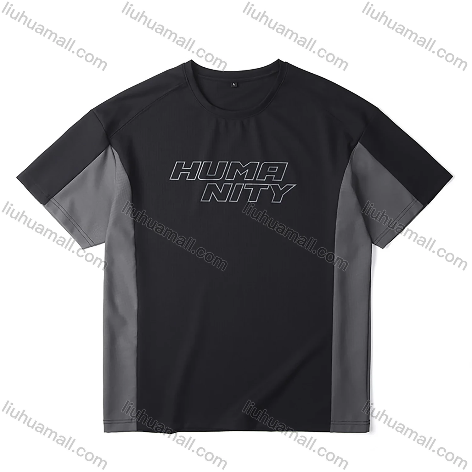 Wholesale Men's Fashion 100%Cotton Letter Colorblock Splicing Round Neck Short Sleeve Quick Dry T-shirts - Liuhuamall