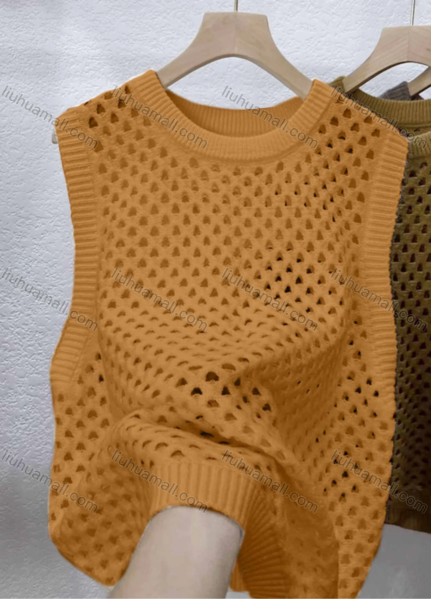 Wholesale Women's Casual Round Neck Sleeveless Hollow Out Plain Tank Cover Up Top - Liuhuamall