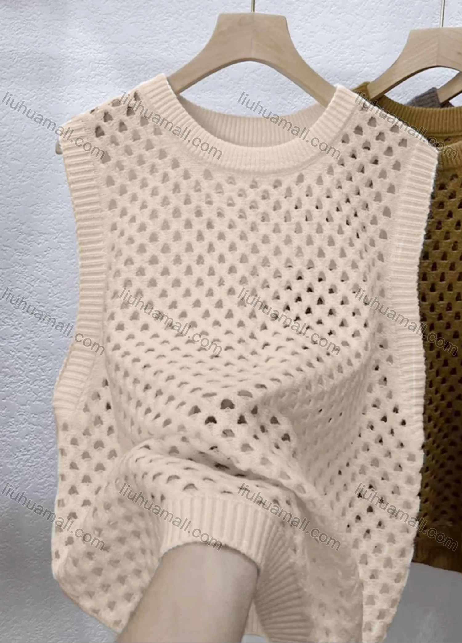 Wholesale Women's Casual Round Neck Sleeveless Hollow Out Plain Tank Cover Up Top - Liuhuamall