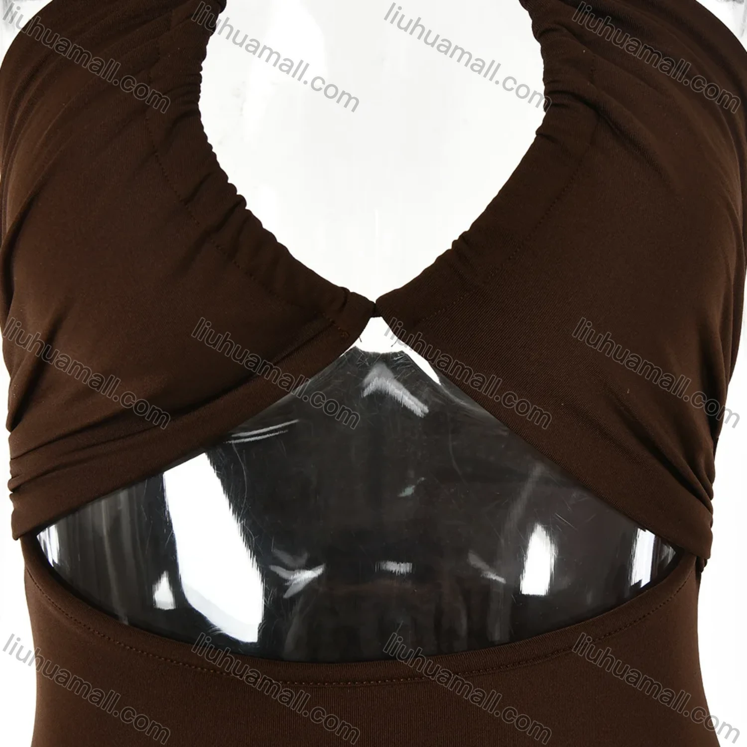 Wholesale Women's Sexy Halter Criss Cross Drawstring Ruched Cut Out Split Thign Evening Dress - Liuhuamall