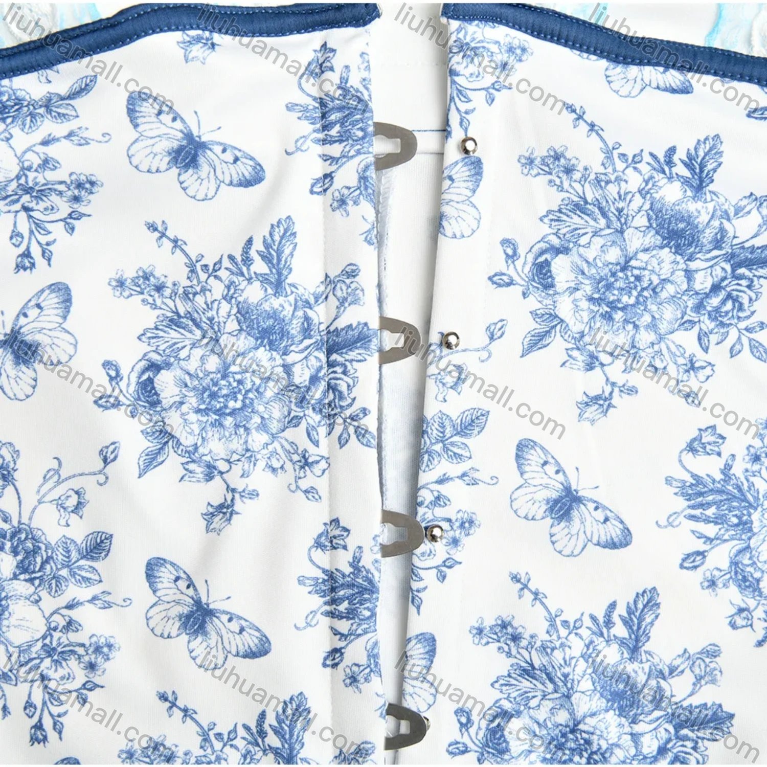 Wholesale Women's Casual Strapless Lace Up Allover Ditsy Floral Print Splicing Bandage Dress - Liuhuamall