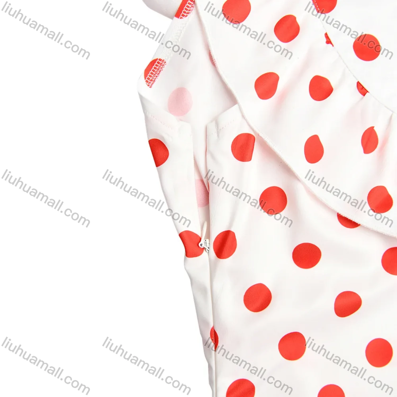 Wholesale Women's Casual Off Shoulder Polka Dots Print Ruffle Trim Maxi Dress - Liuhuamall