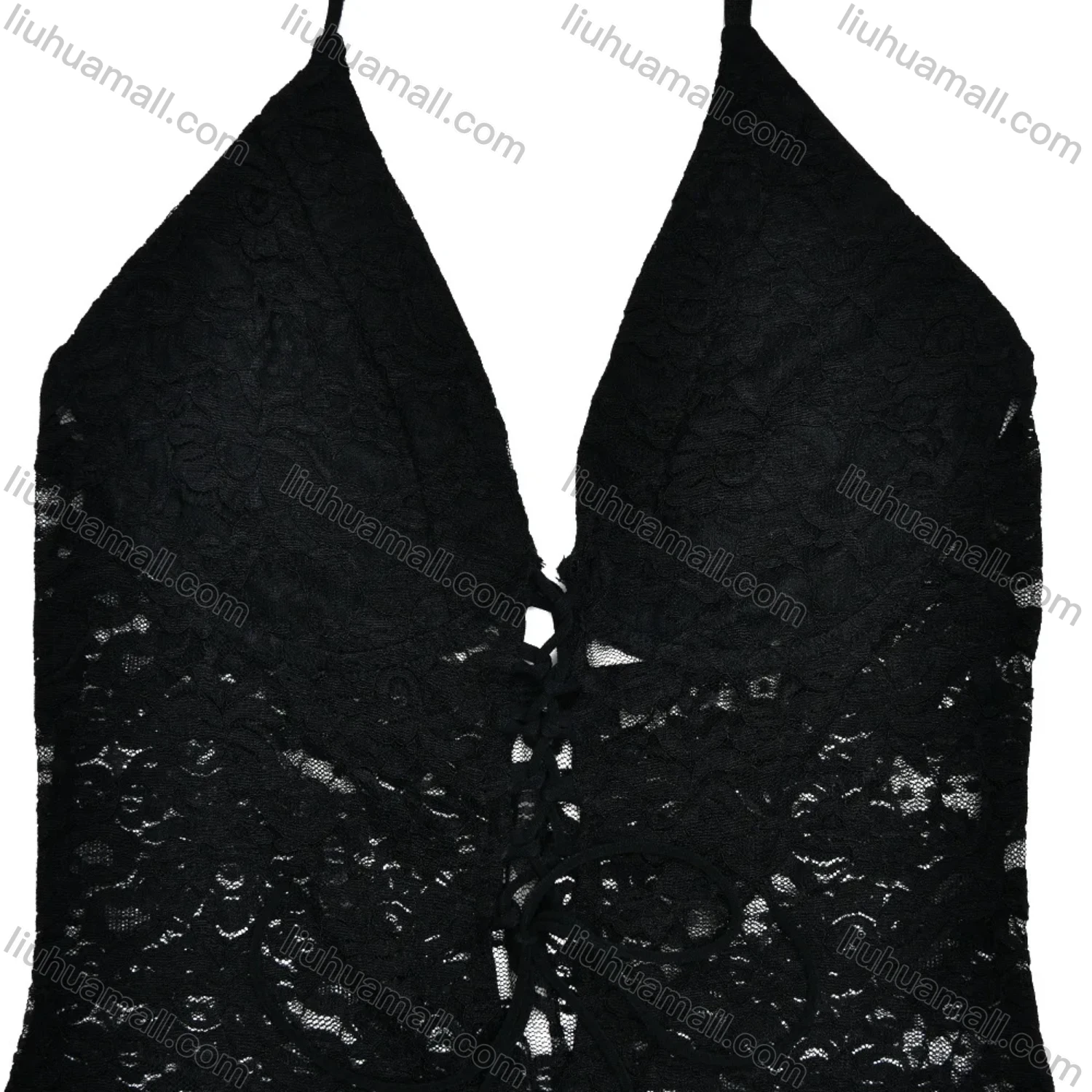 Wholesale Women's Casual Halter Lace Up Guipure Lace Jumpsuit - Liuhuamall