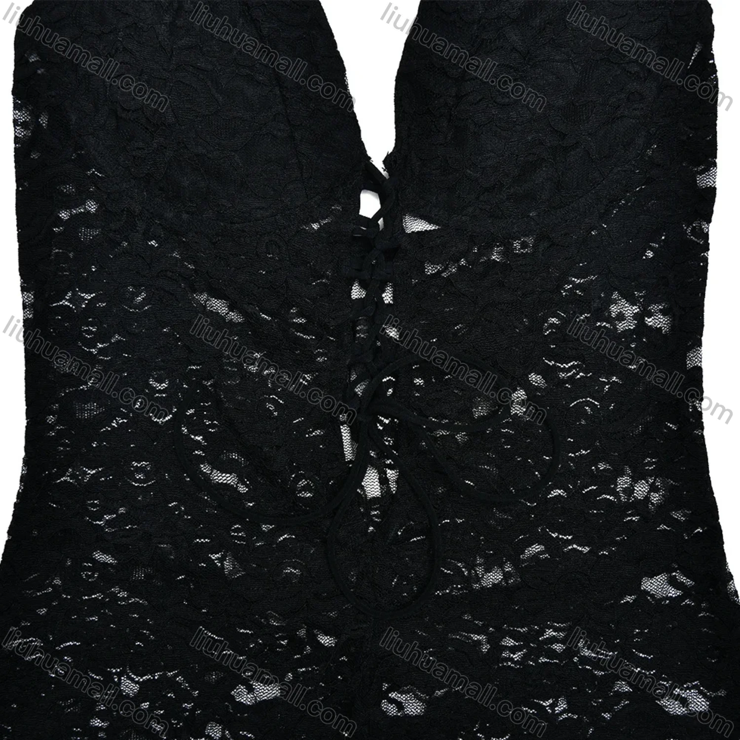 Wholesale Women's Casual Halter Lace Up Guipure Lace Jumpsuit - Liuhuamall