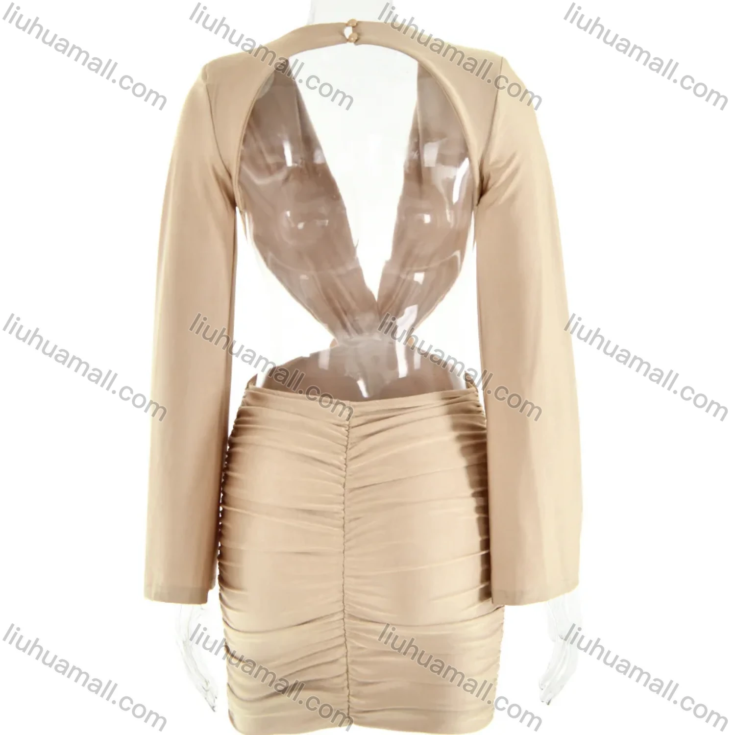 Wholesale Women's Sexy Plunge Neck Kimono Sleeve Open Back 3D Floral Ruched Splicing Mini Evening Dress - Liuhuamall