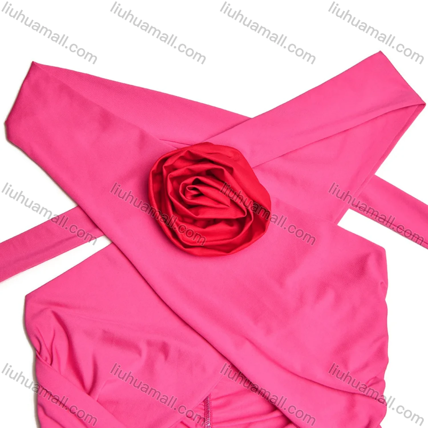 Wholesale Women's Sexy Halter Open Back 3D Floral Wrap Cut Out Maxi Evening Dress - Liuhuamall