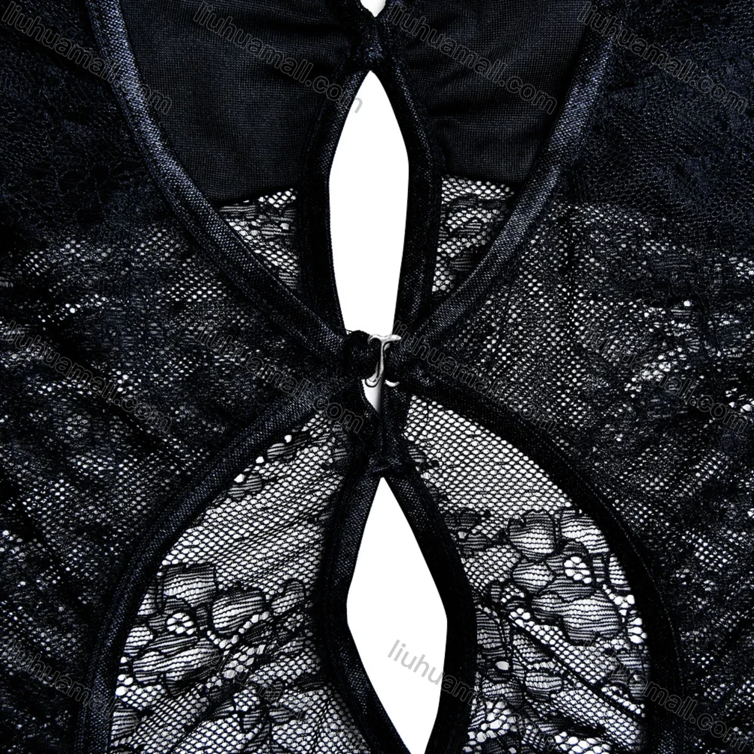 Wholesale Women's Elegant Long Sleeve Crew Neck Guipure Lace Splicing Cut Out Split Thign Maxi Dress - Liuhuamall