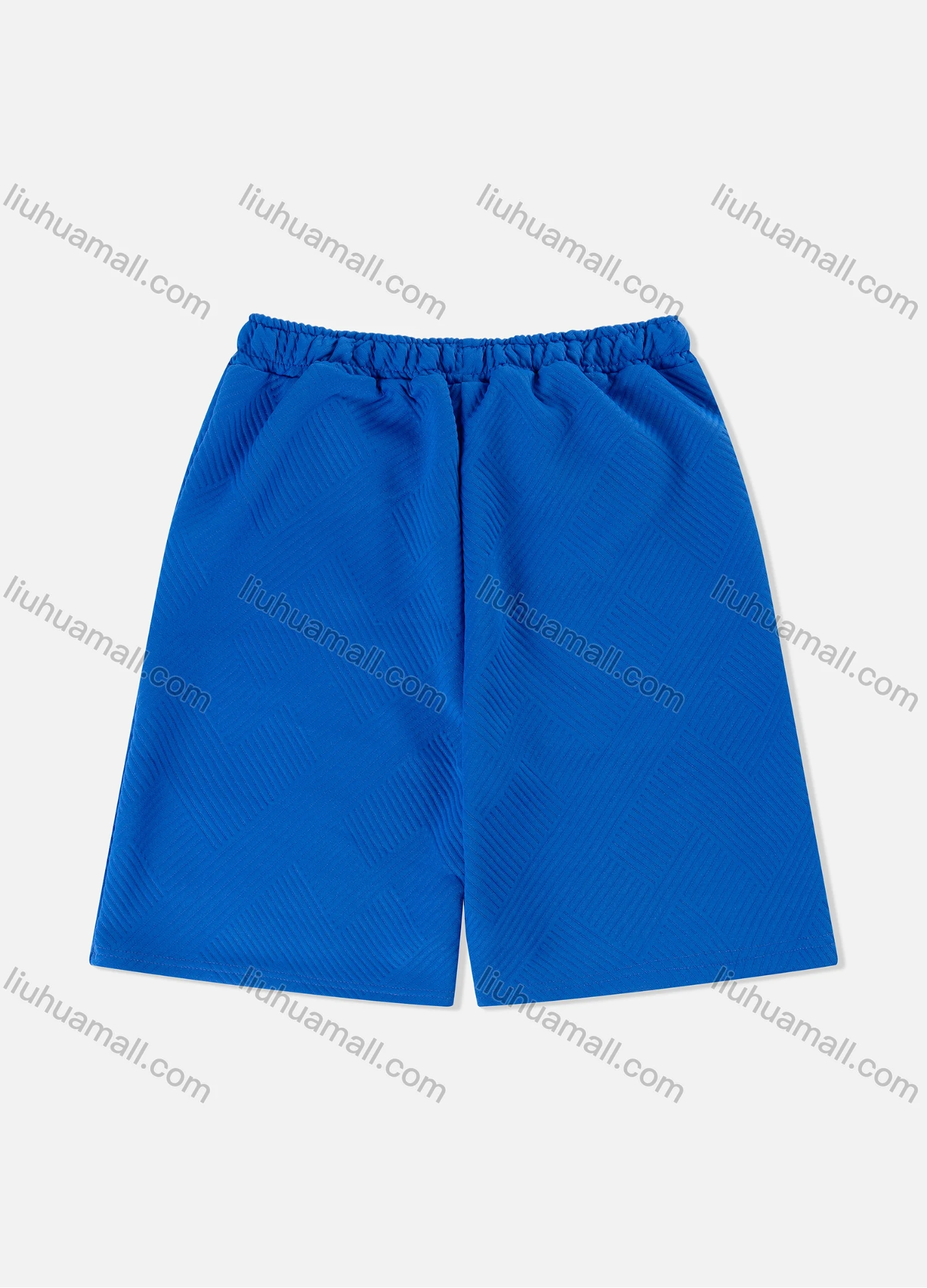 Wholesale Men's Casual Plain Texture Drop Shoulder Short Sleeve T-Shirts & Drawstring Patch Pocket Shorts 2 Piece Set - Liuhuamall