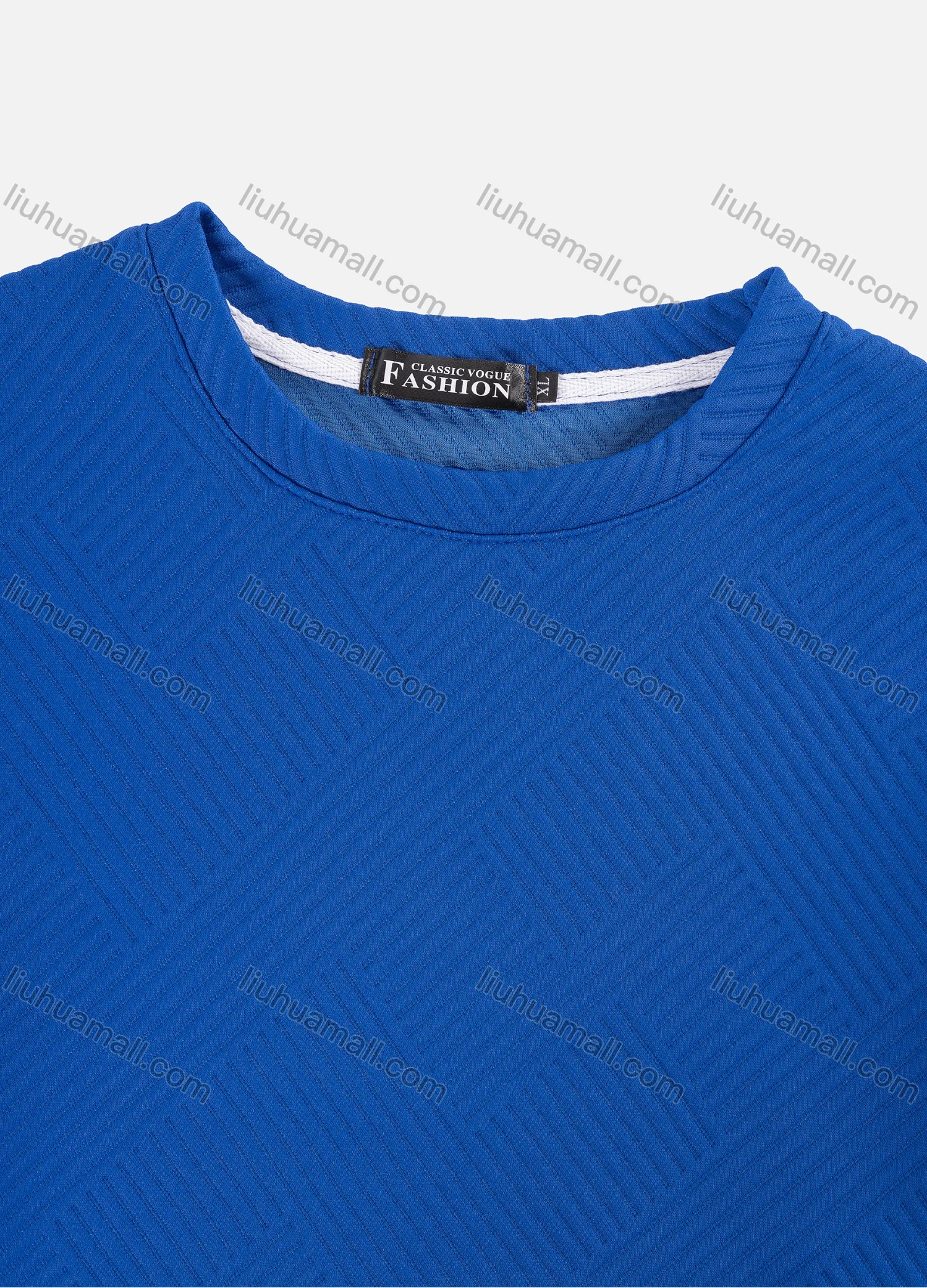 Wholesale Men's Casual Plain Texture Drop Shoulder Short Sleeve T-Shirts & Drawstring Patch Pocket Shorts 2 Piece Set - Liuhuamall