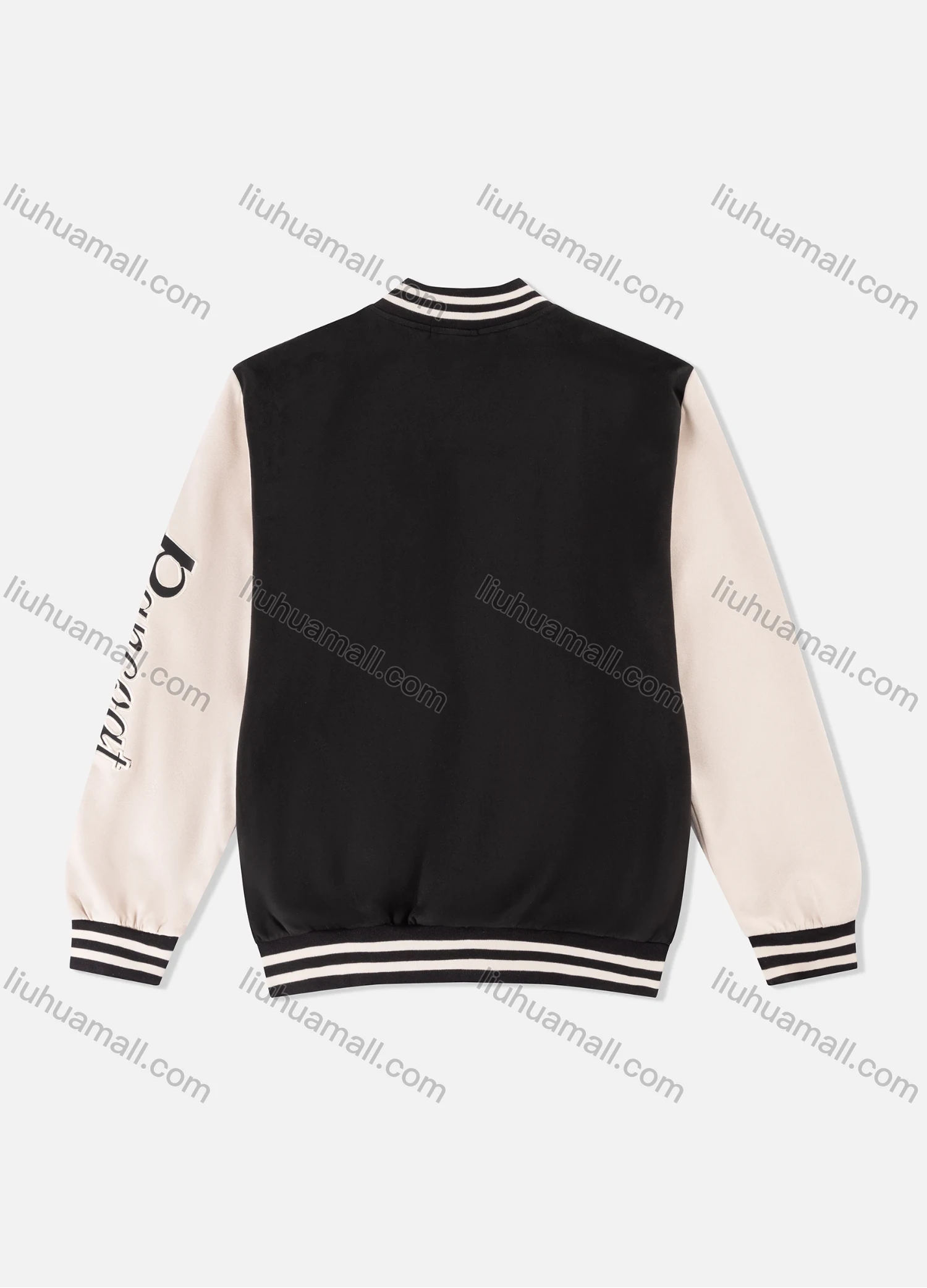 Wholesale Men's Fashion Letter Print Button Down Long Sleeve Contrast Pocket Striped Trim Baseball Jacket - Liuhuamall