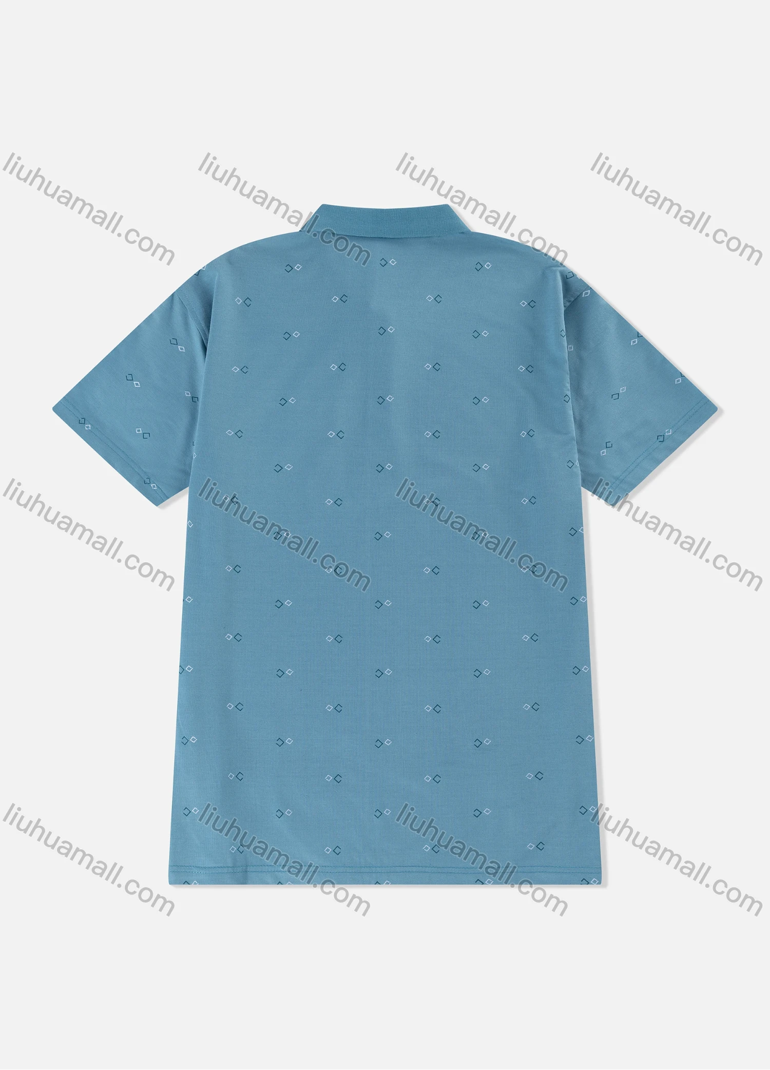 Wholesale Men's Casual Allover Geometric Print Short Sleeve Patch Pocket Polo Shirt - Liuhuamall