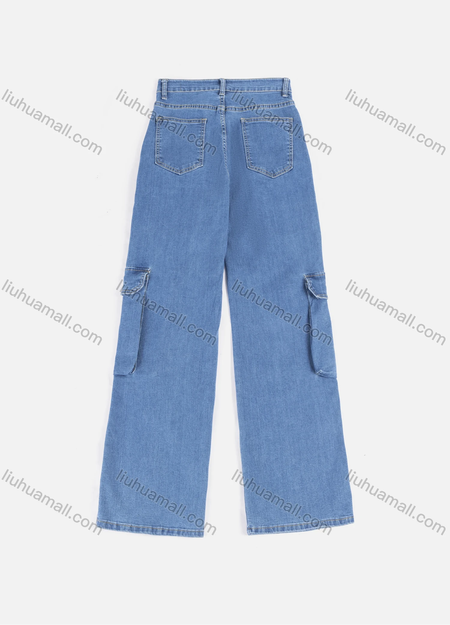 Wholesale Women's Casual Splicing Multiple Zipper Pockets Long Jeans 7002# - Liuhuamall