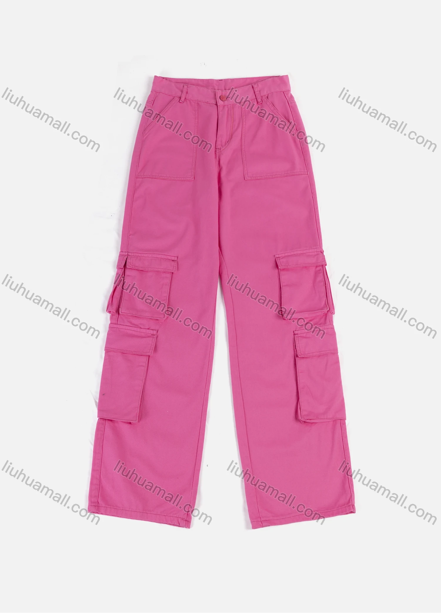 Wholesale Women's Casual Multiple Pockets Plain Long Cargo Pant 7004# - Liuhuamall