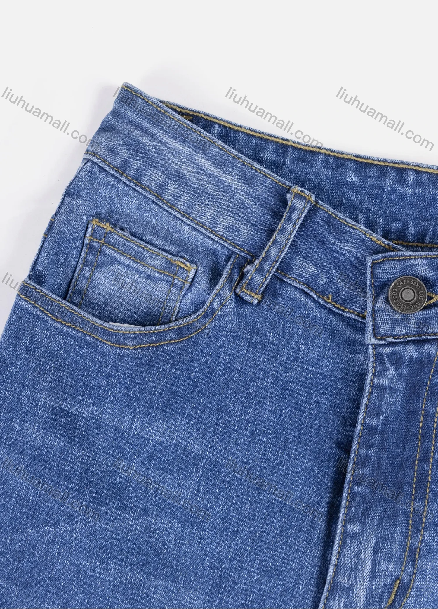 Wholesale Women's Casual Slim Fit Plain Zipper Fly Pockets Flared Denim Jeans 7005# - Liuhuamall
