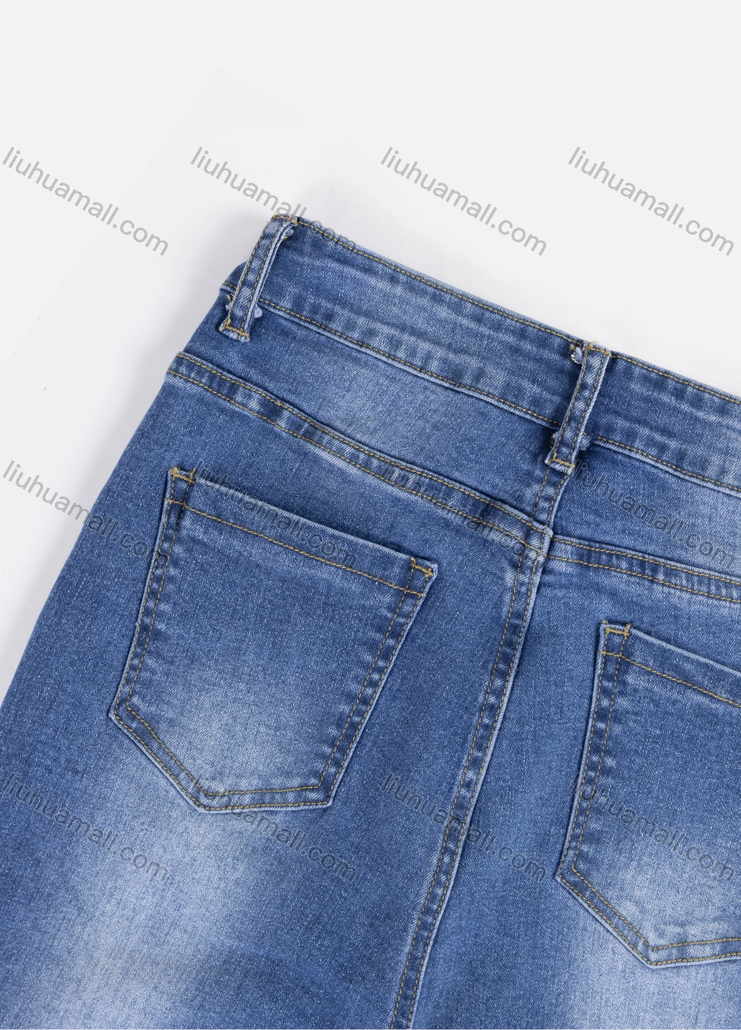 Wholesale Women's Casual Slim Fit Plain Zipper Fly Pockets Flared Denim Jeans 7005# - Liuhuamall