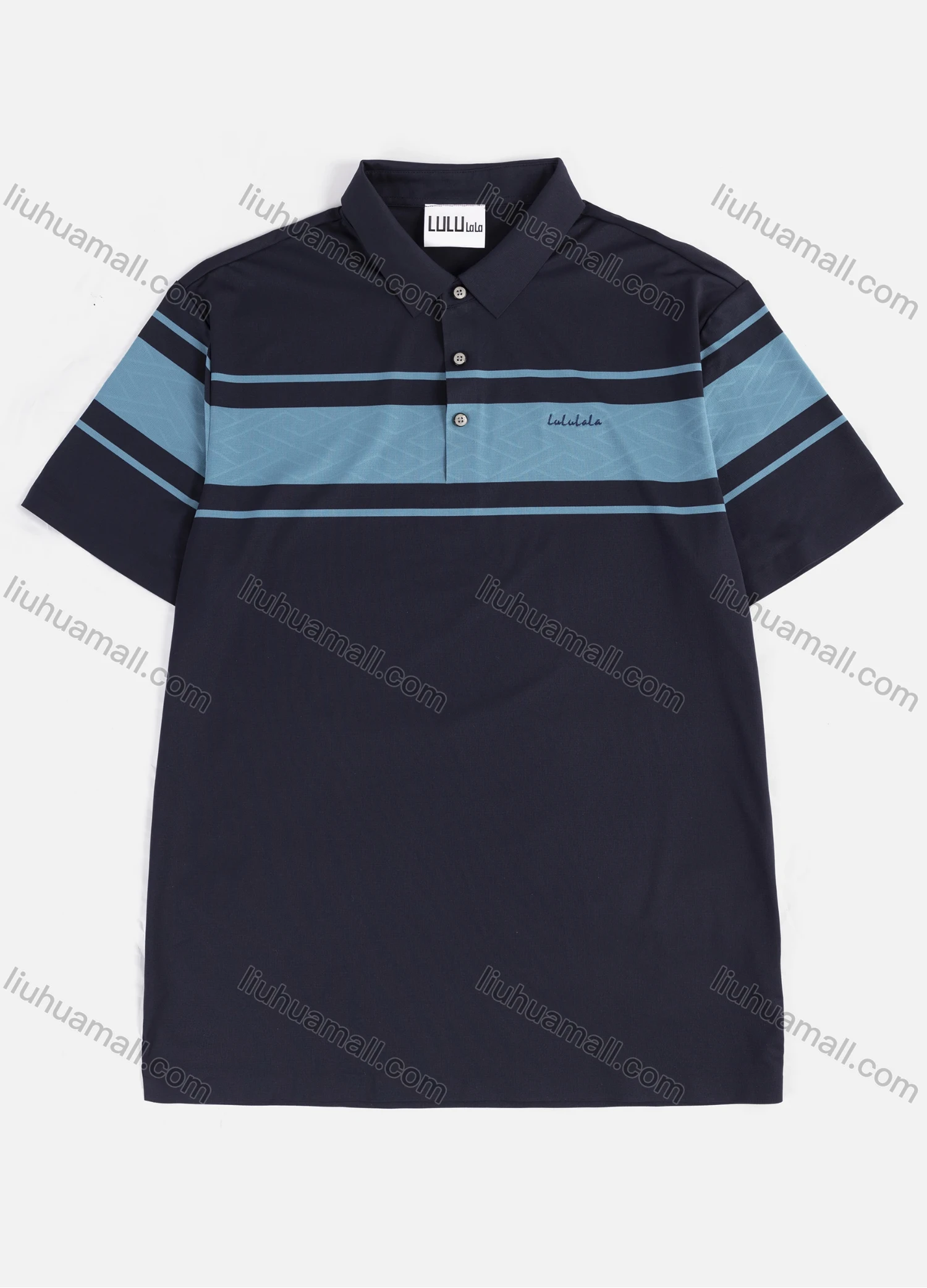 Wholesale Men's Casual Short Sleeve Colorblock Striped Letter Label Polo Shirt A112# - Liuhuamall