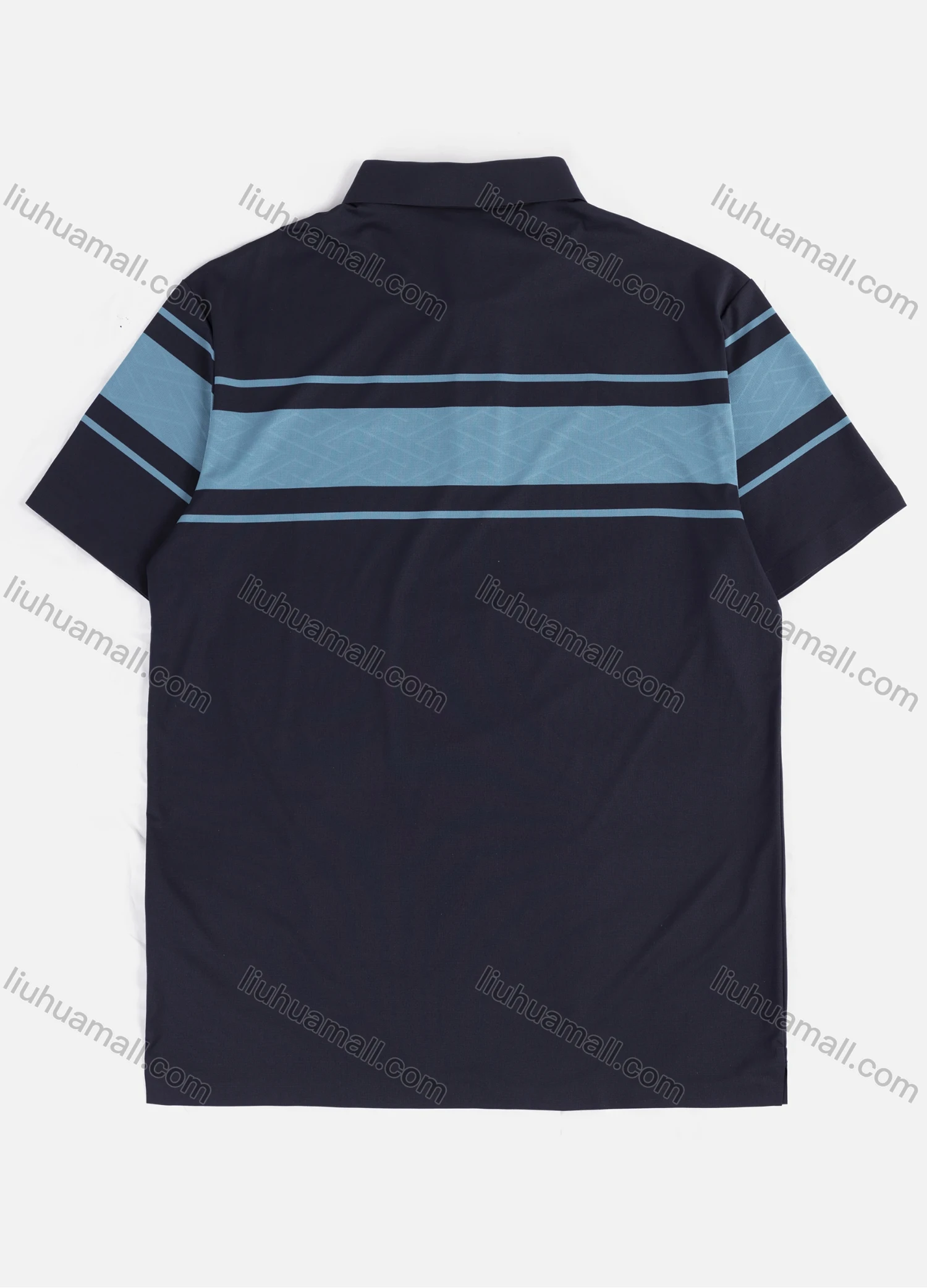 Wholesale Men's Casual Short Sleeve Colorblock Striped Letter Label Polo Shirt A112# - Liuhuamall