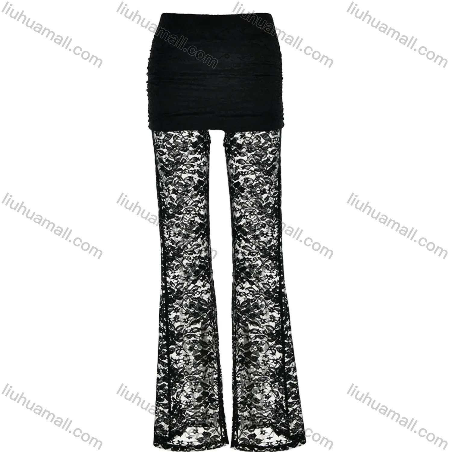 Wholesale Women's Sexy Guipure Lace Splicing Flare Leg Long Pant - Liuhuamall