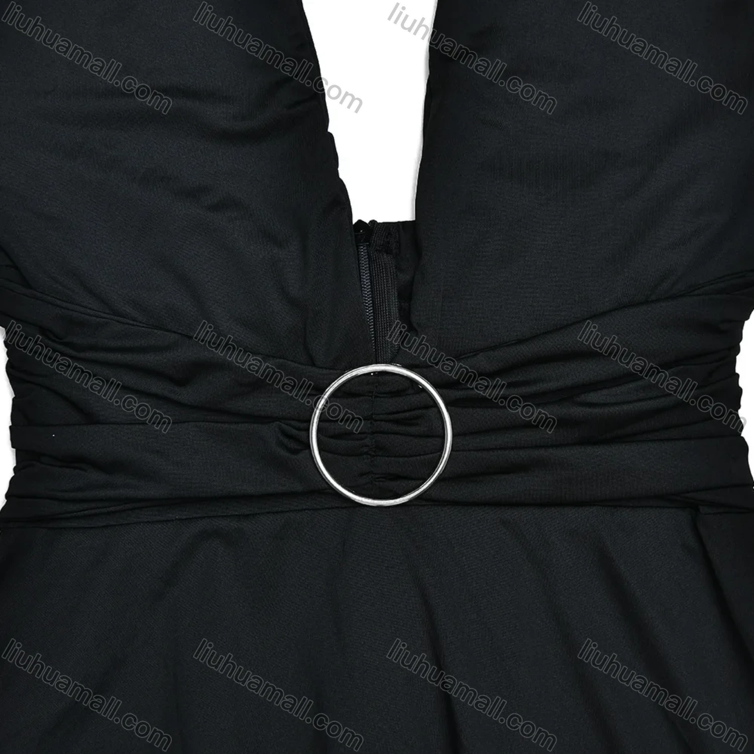 Wholesale Women's Elegant Plunge Neck Asymmetriacl Hem Splicing Maxi Evening Dress - Liuhuamall