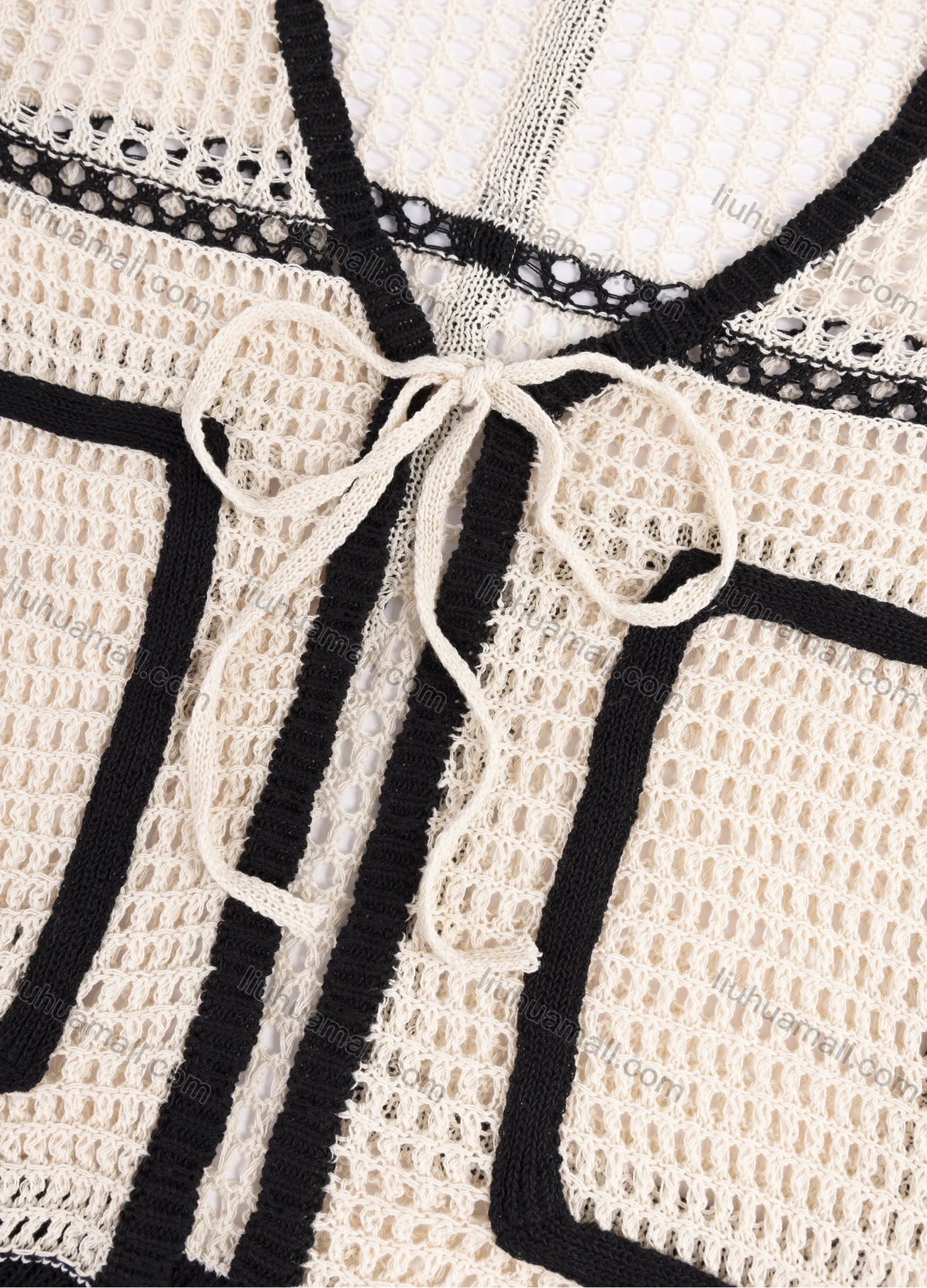 Wholesale Women's Casual Long Sleeve Splicing Hollow Out Drawstring Cover Up Cardigan A653# - Liuhuamall