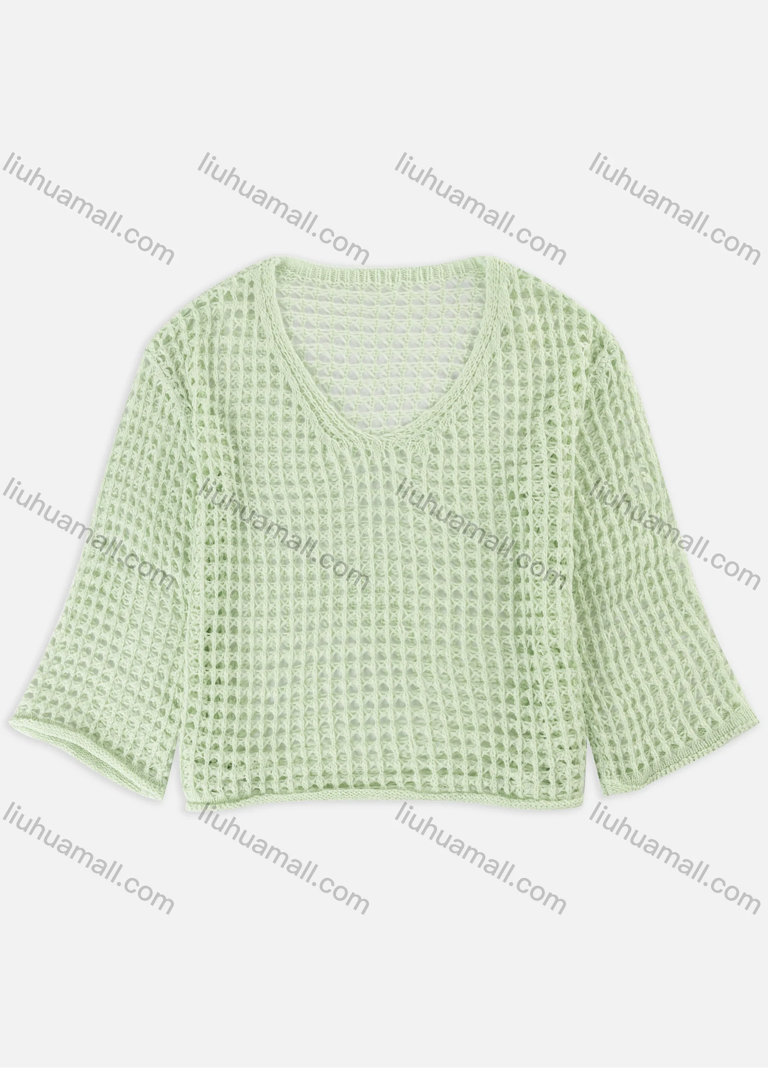 Wholesale Women's Casual Hollow Out Semi-Sheer Crop Tank Cover Up Top 80208# - Liuhuamall