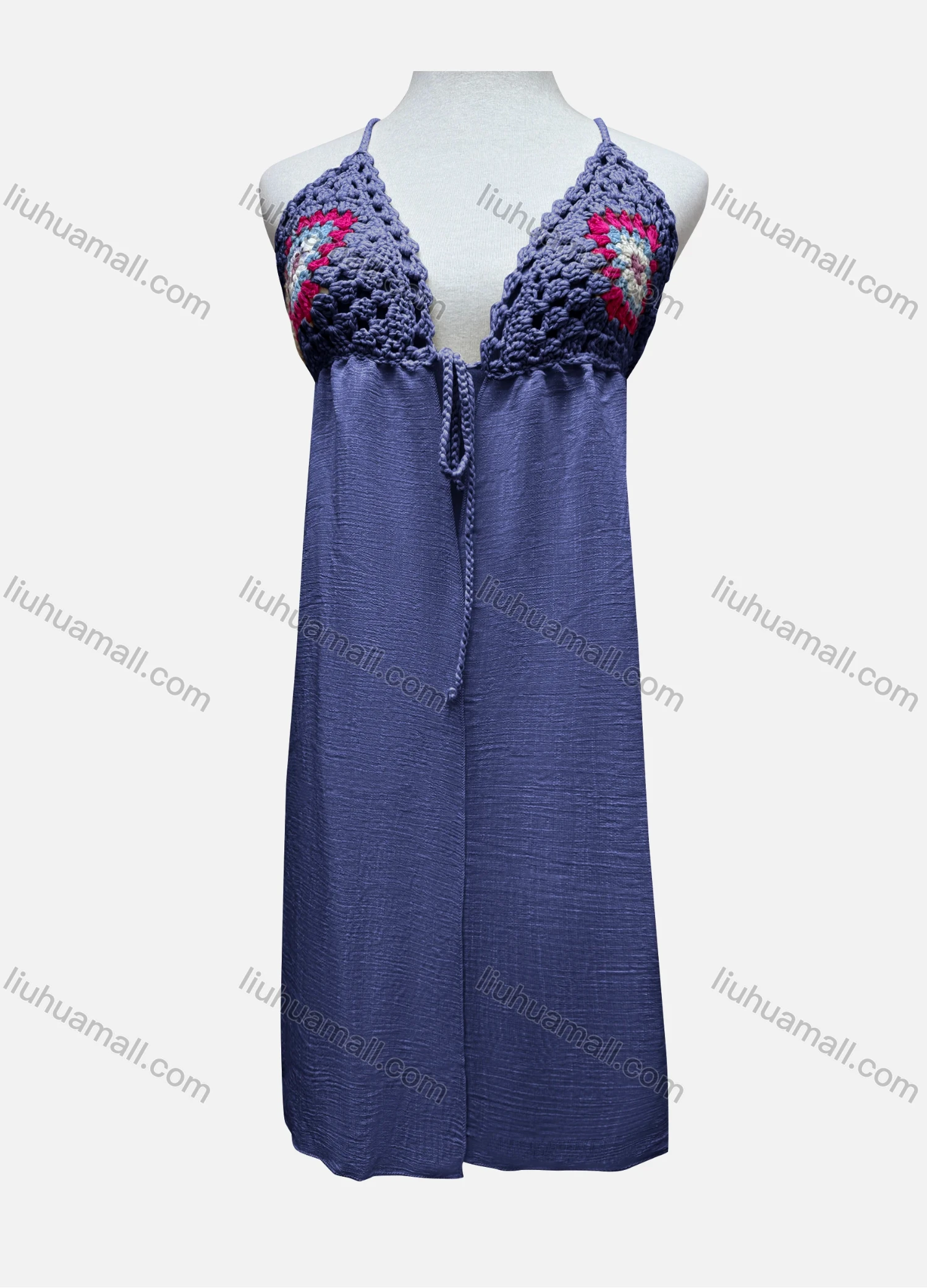 Wholesale Women's Vacation Sleeveless Crochet Drawstring Long Cardigan L031# - Liuhuamall