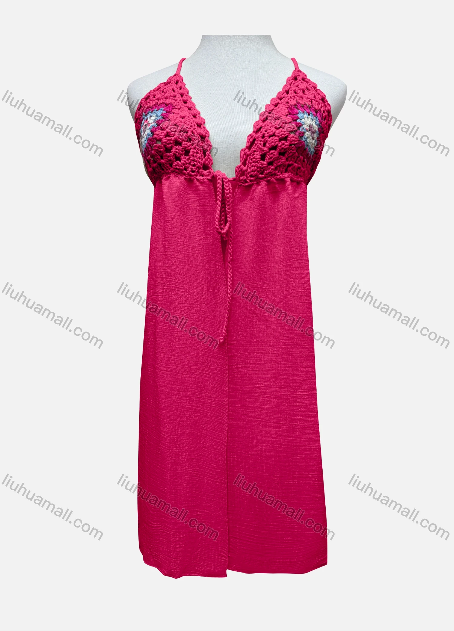 Wholesale Women's Vacation Sleeveless Crochet Drawstring Long Cardigan L031# - Liuhuamall