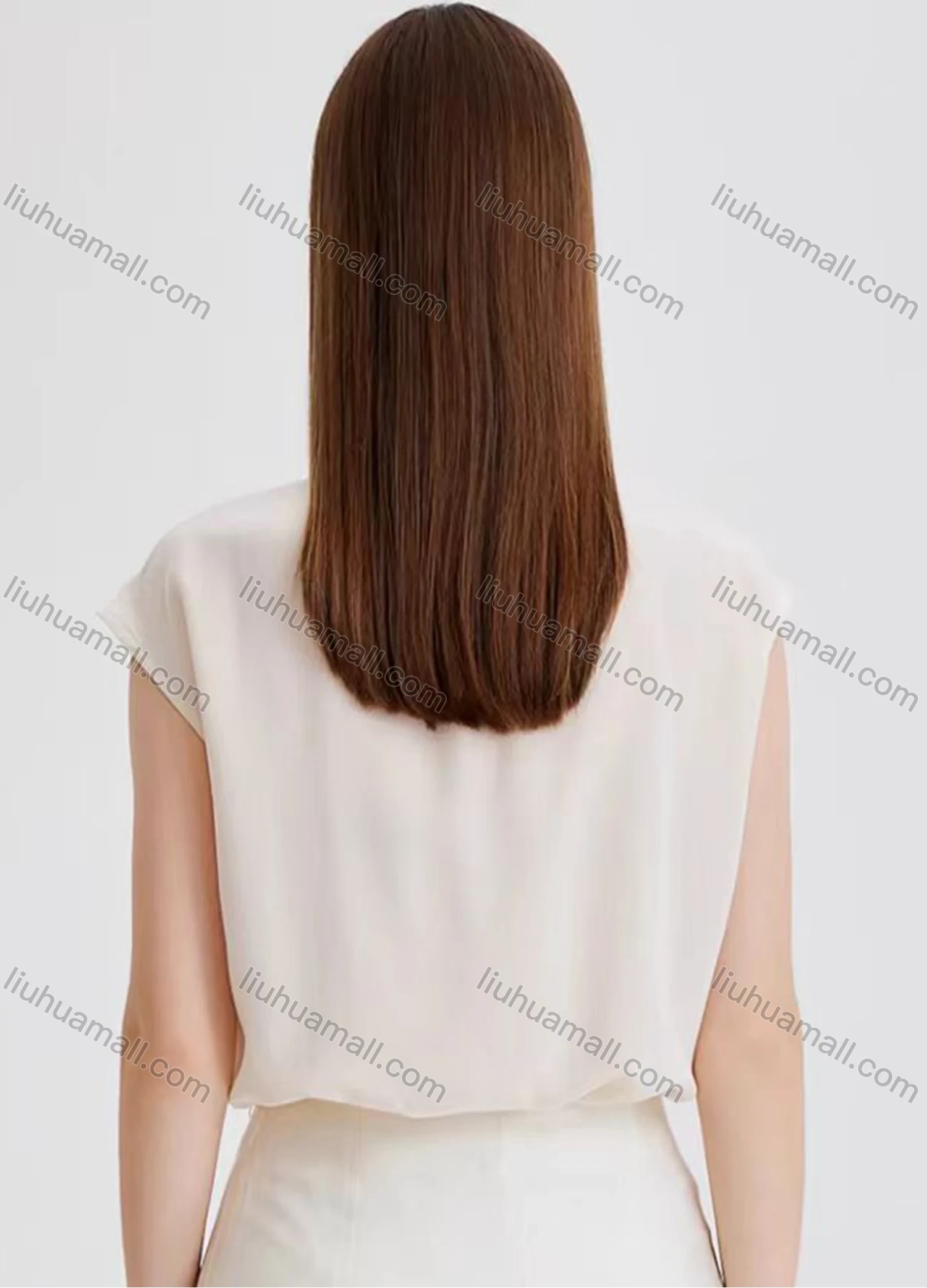 Wholesale Women's Elegant Plain Cap Sleeve Mock Neck Ruched Button Front Blouse - Liuhuamall