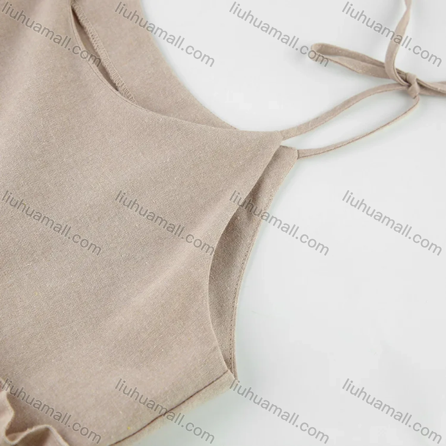 Wholesale Women' Casual Spaghetti Strap Splicing Drawstring Cami Dress - Liuhuamall