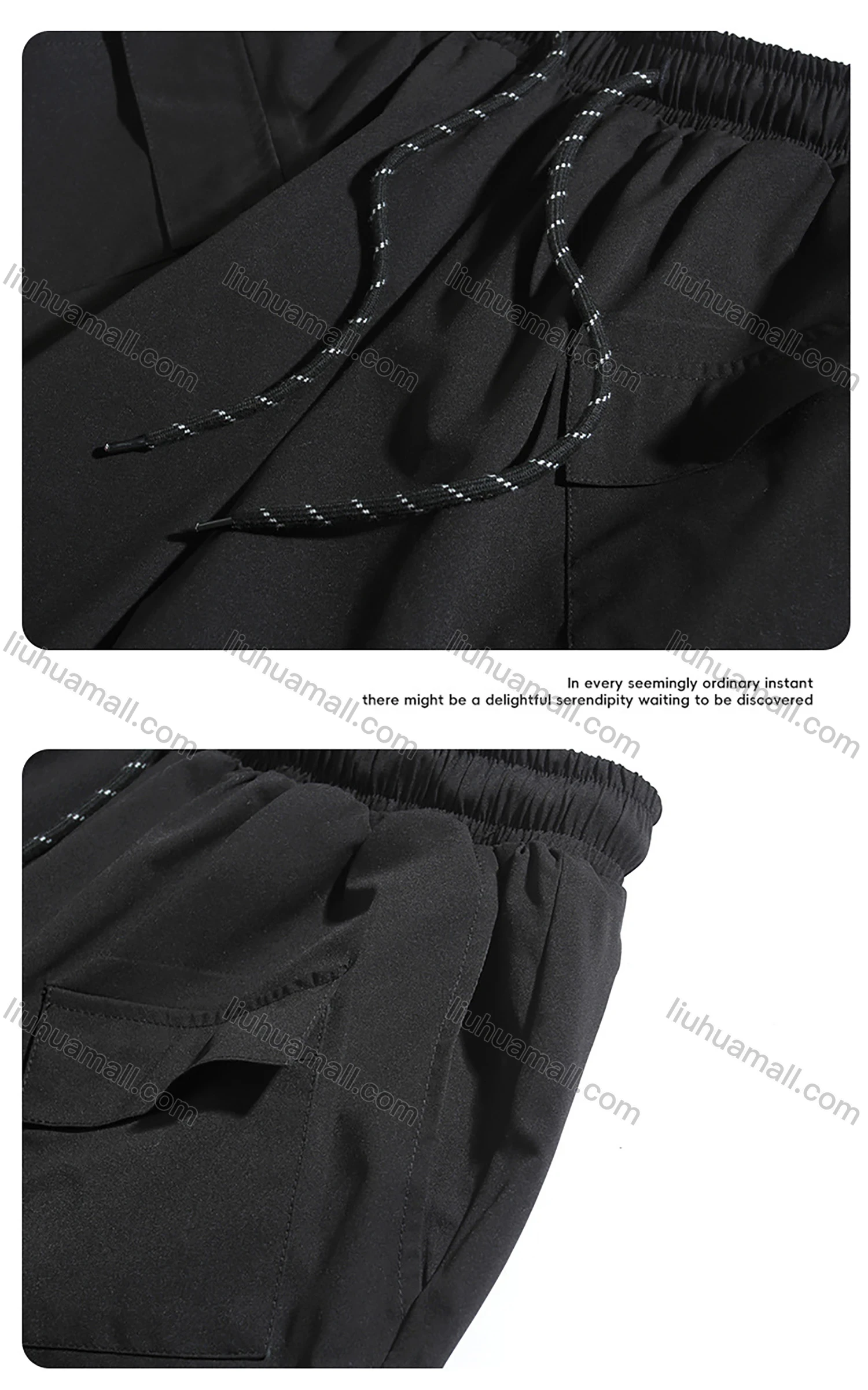 Wholesale Men's Casual Plain Multiple Pockets Elastic Waist Drawstring Shorts - Liuhuamall