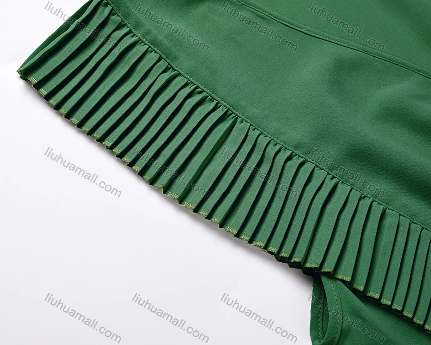 Wholesale Woman's Elegant Plain Wrap V Neck Ruffle Trim Pleated Ruched Maxi Dress With Belt - Liuhuamall