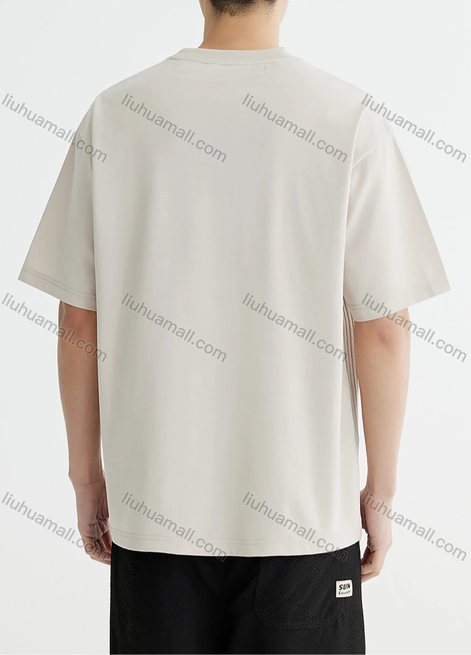 Wholesale Men's Basics Plain Splicing Quick Dry Drop Shoulder Short Sleeve Round Neck T-Shirts - Liuhuamall