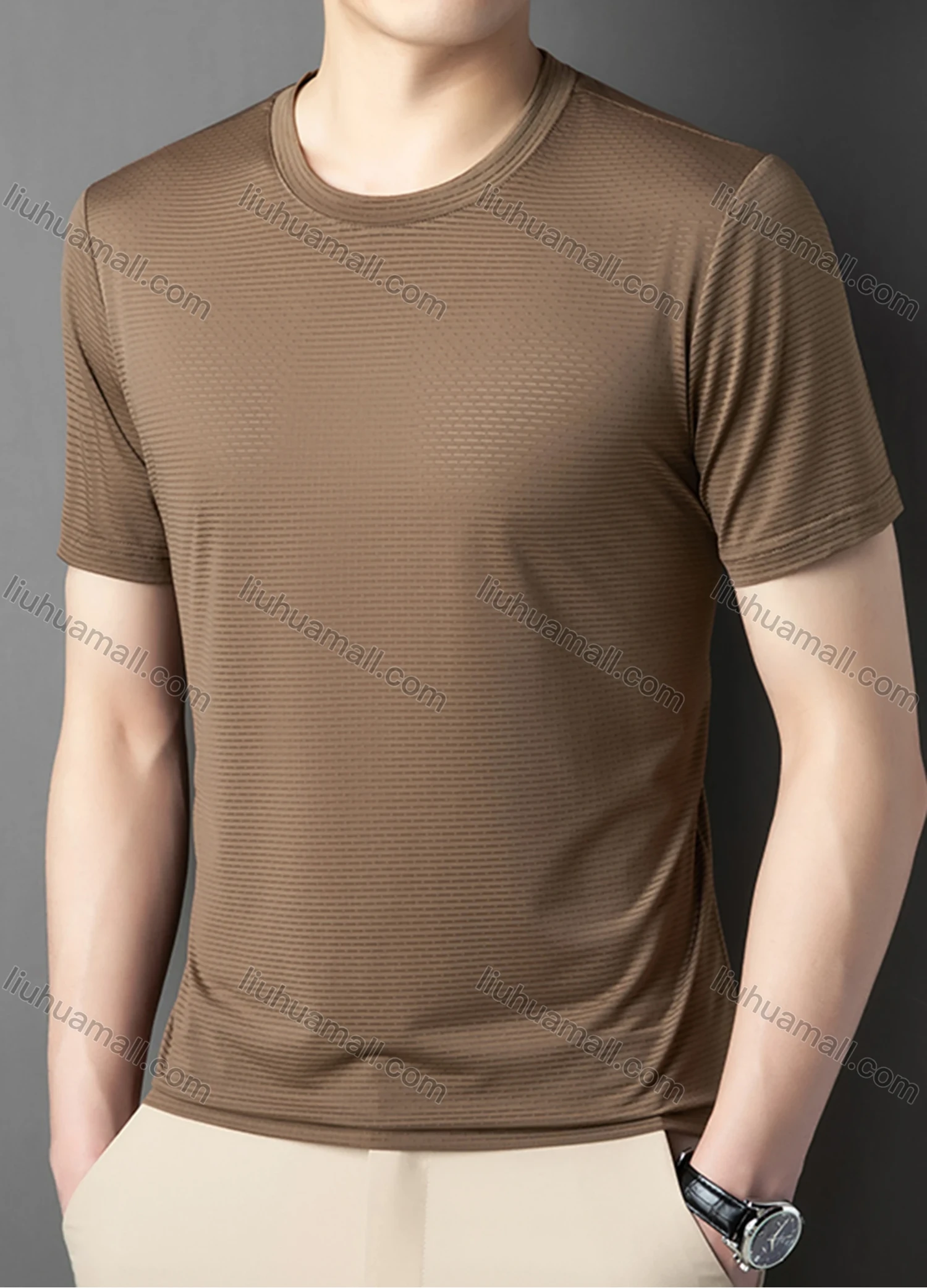 Wholesale Men's Sporty Basics Crew Neck Short Sleeve Plain Quick Dry Breathable T-shirts 88138# - Liuhuamall