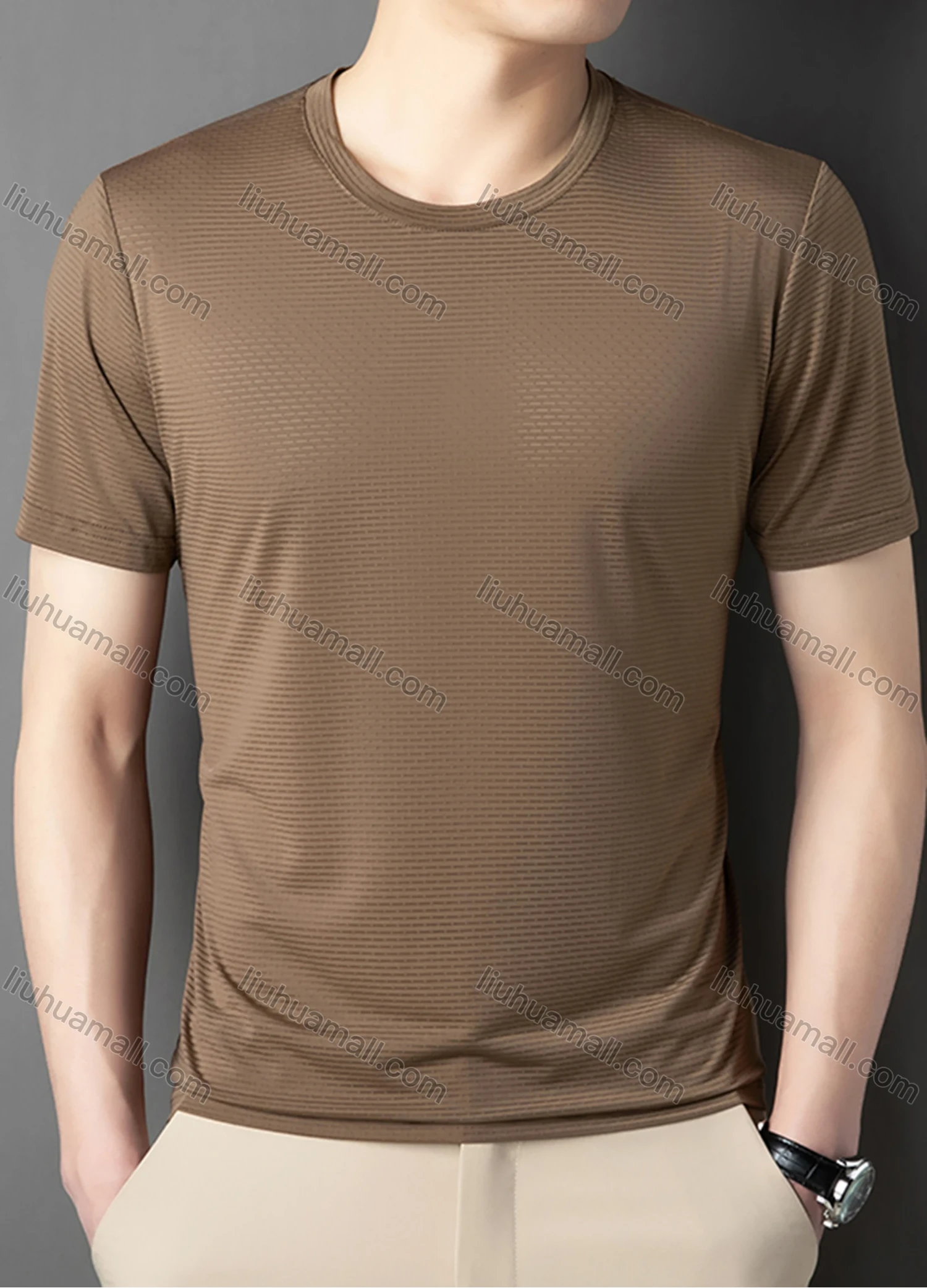 Wholesale Men's Sporty Basics Crew Neck Short Sleeve Plain Quick Dry Breathable T-shirts 88138# - Liuhuamall