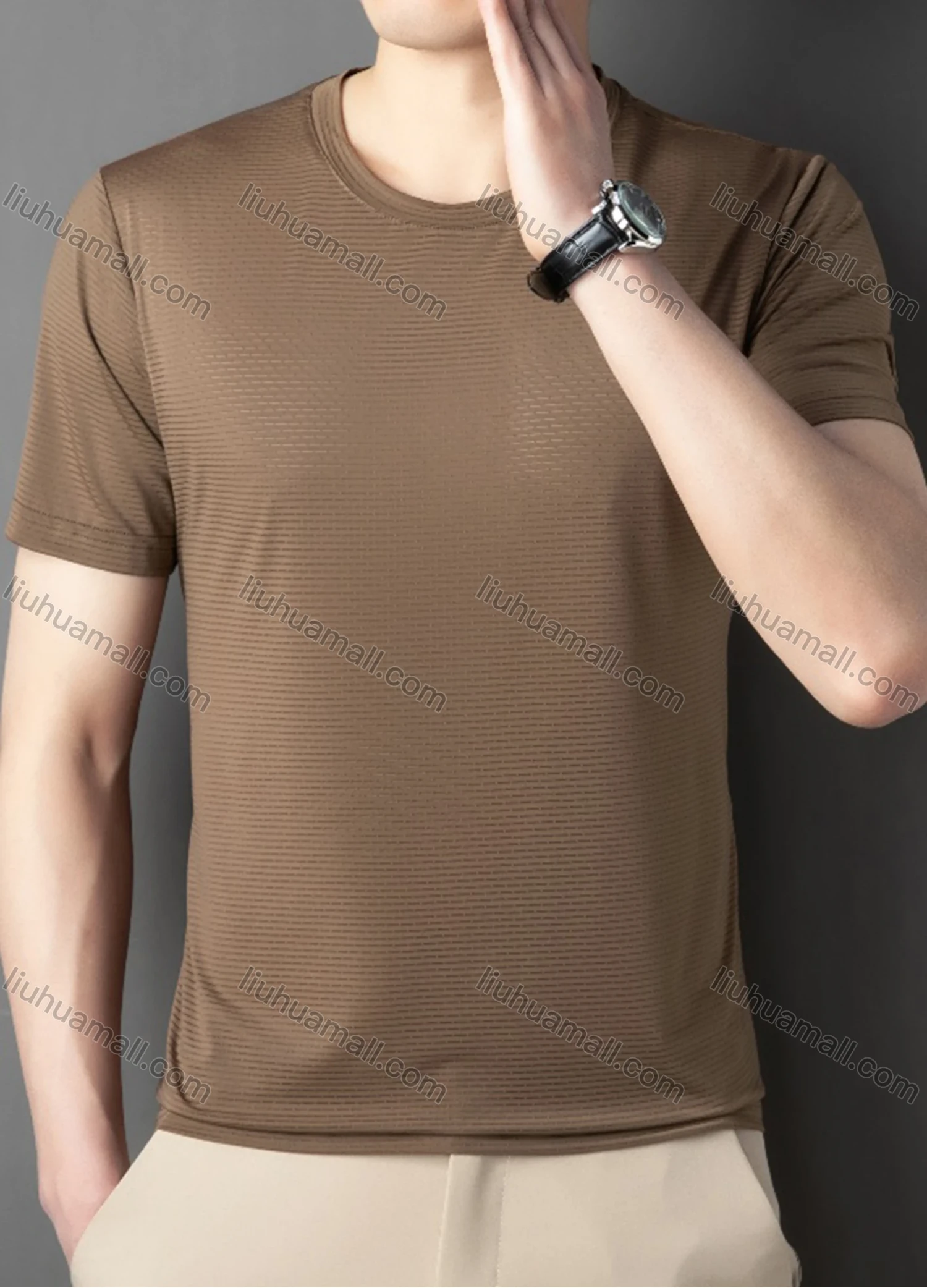 Wholesale Men's Sporty Basics Crew Neck Short Sleeve Plain Quick Dry Breathable T-shirts 88138# - Liuhuamall