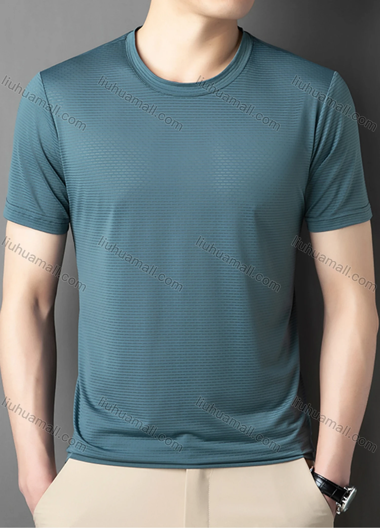 Wholesale Men's Sporty Basics Crew Neck Short Sleeve Plain Quick Dry Breathable T-shirts 88138# - Liuhuamall
