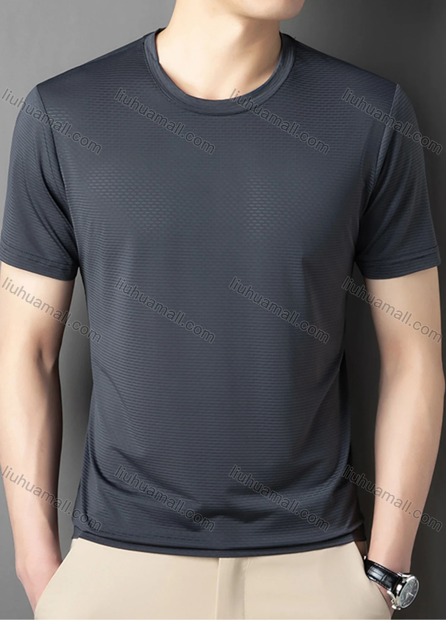 Wholesale Men's Sporty Basics Crew Neck Short Sleeve Plain Quick Dry Breathable T-shirts 88138# - Liuhuamall