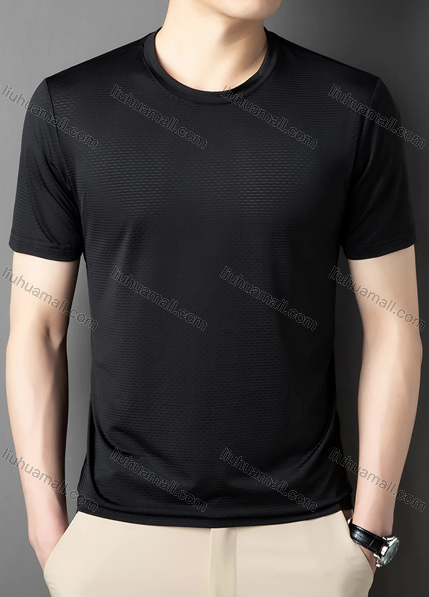 Wholesale Men's Sporty Basics Crew Neck Short Sleeve Plain Quick Dry Breathable T-shirts 88138# - Liuhuamall