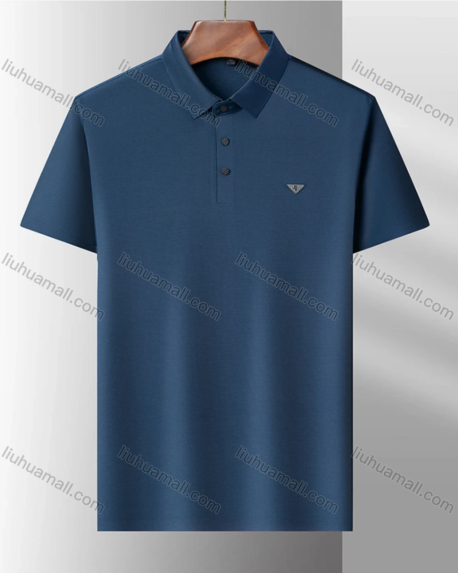 Wholesale Men's Business Plain Label Short Sleeve Split Side Polo Shirt 89305# - Liuhuamall